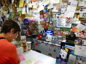 Susan at the counter of the Sno-Cap.