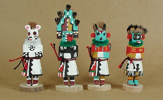 Some of the many katsina dolls. Traditional katsina dolls are not free standing.