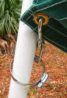 rigging a temporary sail for a canoe