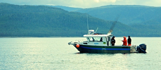 The Etolin, one of the Lodge's vessels, on the halibut grounds.