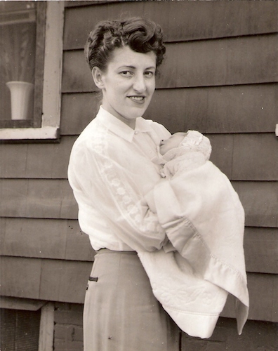 Pauline with her first child, 1952.