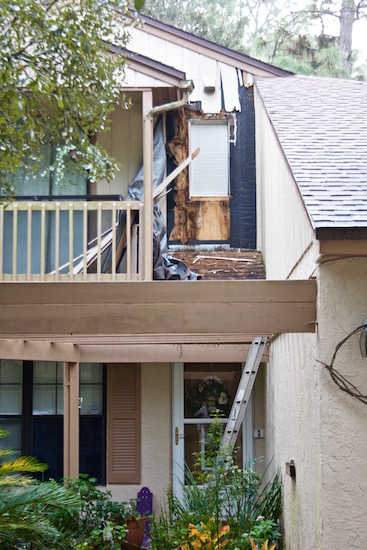 The front of the house was torn apart.